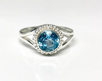 Sterling Silver Blue Topaz Ring, Blue Topaz Ring, Sterling Silver Ring
