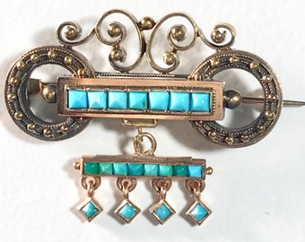 Victorian Turquoise Brooch. Antique Brooch, Vintage Brooch, Antique Turquoise Pin