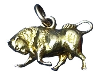 14k Yellow Gold Bull Charm Pendant