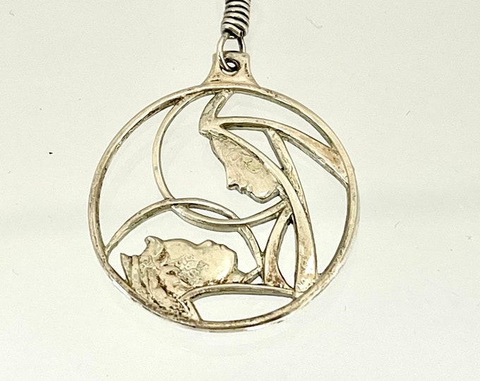 Hayward Sterling Silver Mother and Child Pendant, Vintage Mother and Child Silhouette Pendant or Charm, Vintage Hayward Pendant