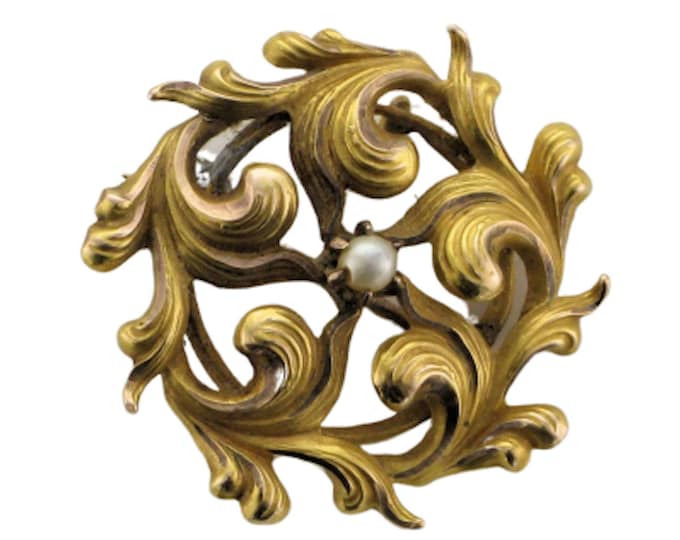 Yellow Gold Victorian Pearl Pin/Pendant, Victorian Pin with Pearl, Victorian Pendant with Pearl, Victorian Circle Pin, Antique Pin, Pin
