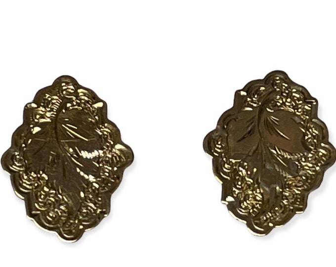Victorian Cufflinks Converted to Earrings, Pierced Earrings, Yellow Gold Pierced Earrings, Antique Earrings