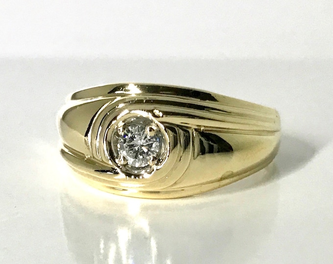 Yellow Gold Diamond Ring, Vintage Diamond Ring, Diamond Wedding Ring