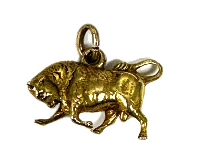 14k Yellow Gold Bull Charm OR Pendant