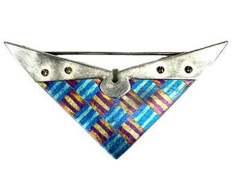 One-of-a-Kind Artist Created Brooch - Sterling Silver with Oxidized Metal Detailing