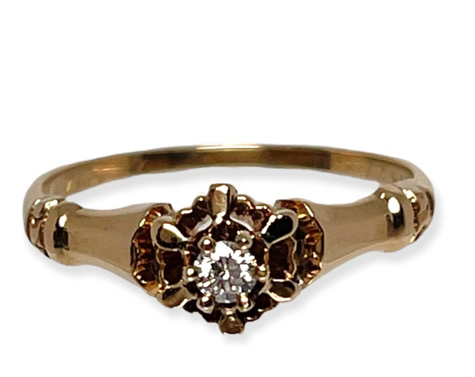 Antique Diamond Ring, Victorian Diamond Ring, Victorian Ring, Yellow Gold Victorian Diamond Ring