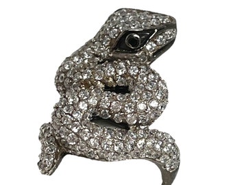 Vintage Sterling Silver Cubic Zirconia Snake Ring