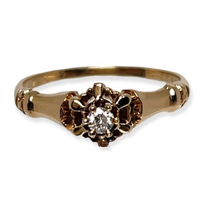 Victorian Diamond Engagement Ring: 14K Yellow Gold Solitaire