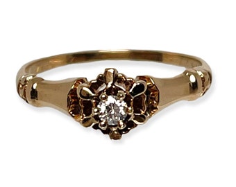 Victorian Diamond Engagement Ring - Elegant Yellow Gold Antique Jewelry