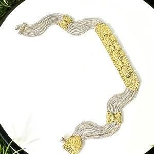 Two-Tone Sterling Silver Bracelet with Gold Wash Accents