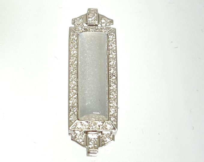 Art Deco Platinum Diamond and Moonstone Watch Case Repurposed into a Pendant, Diamond and Moonstone Pendant