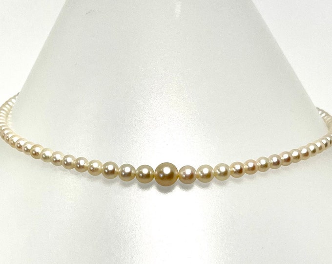 Vintage Cultured Pearl Graduated Pearl Necklace, Cultured Pearl Necklace, Graduated Pearl Necklace