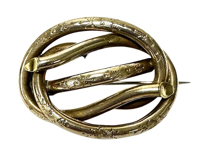 Authentic Antique Victorian Love Knot Brooch, Pinchbeck-Type Gold Substitute Alloy