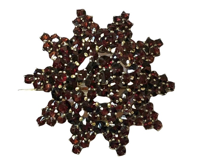 Antique Garnet Pin, Garnet Brooch, Antique Brooch, Antique Garnet Pendant, Garnet Pendant, Garnet Sunburst Brooch or Pendant
