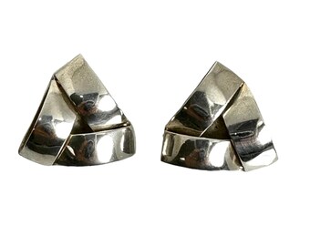 Bold Triangle Shape Earrings - Authentic Mexican Silver Jewelry - Stamped 925