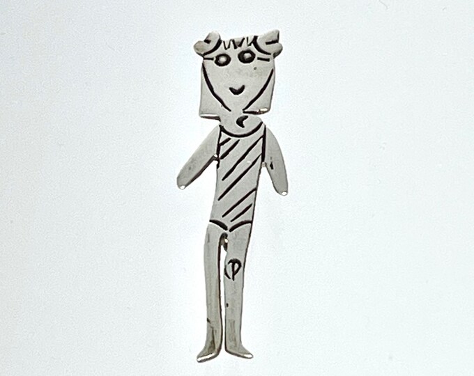 Vintage Sterling Silver Pin of a Lady in a Bathing Suit, Vintage Figural Pin, Sterling Lady