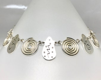 Vintage Sterling Silver Necklace: Cutout Spiral Design, Mexico