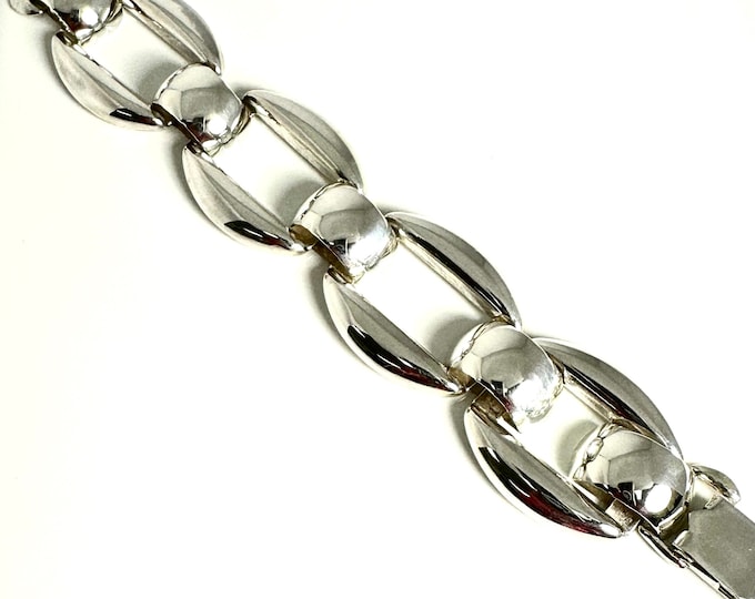 Statement Piece: Handcrafted Large Chunky Link Silver Bracelet from Mexico