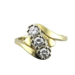 14k Yellow Gold Diamond Cocktail Ring: 0.45 Carat, 1970s Vintage