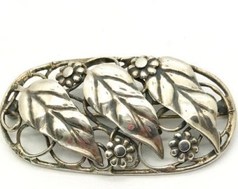 Sterling Craft by Coro Pin, Vintage Sterling Silver Pin, Coro Jewelry, Vintage Pin, Vintage Sterling Silver Pin, Pin with Leaves and Flowers