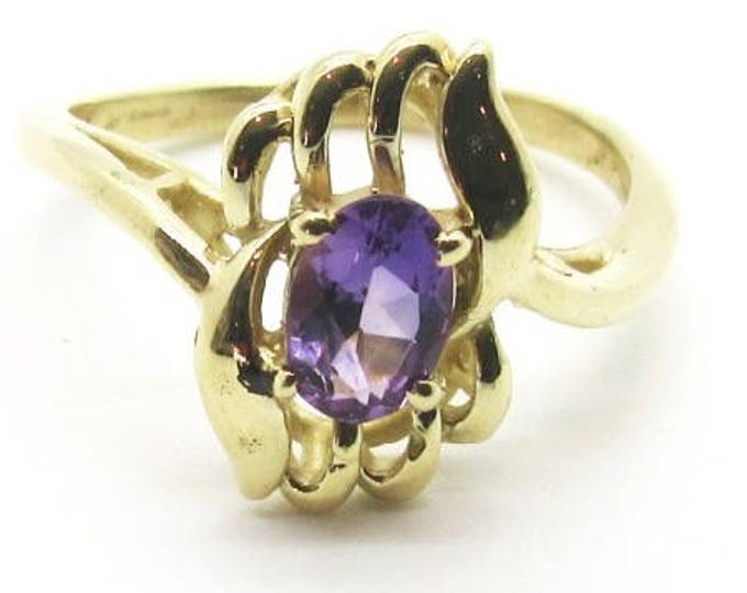 Yellow Gold Amethyst Ring, Vintage Amethyst Ring, February Birthstone, Birthstone Ring, Free Form Ring, Vintage Ring, Free Form Design Ring