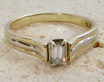 Emerald Cut Diamond Engagement Ring, Diamond Engagement Ring,  Engagement Ring, Yellow Gold Engagement Ring, Promise Ring