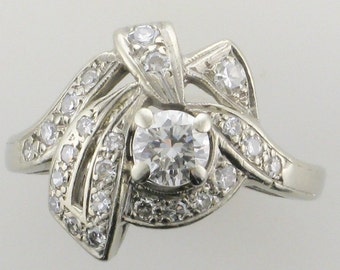 White Gold Diamond Cocktail Ring; Diamond Cocktail Ring; Cocktail Ring; Diamond Dinner Ring; Diamond Ring; Estate Diamond Ring