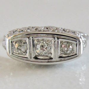 White Gold Diamond Filigree Ring, Edwardian Diamond Filigree Ring, Filigree Ring, Antique Filigree Ring, Antique Diamond Ring, Antique Ring image 1