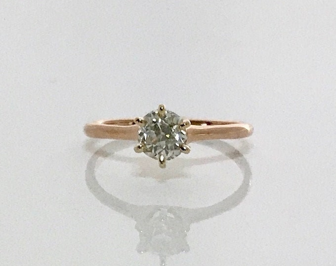 Yellow Gold Diamond Solitaire Ring, Diamond Engagement Ring, Old European Cut Diamond Ring, Vintage Engagement Ring