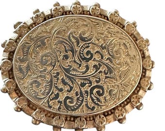 Sterling Silver Rococo Brooch Locket – Ornate Oval Pin with Hidden Photo Frame