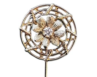 Victorian Yellow Gold Stick Pin with Sparkling Diamond