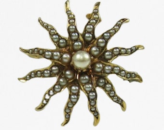 Sunburst Pin/Necklace, Antique Sunburst Pin/Necklace, Pearl Sunburst Pin/Necklace, Pearl Pin/Necklace, Antique Pearl Pin/Necklace