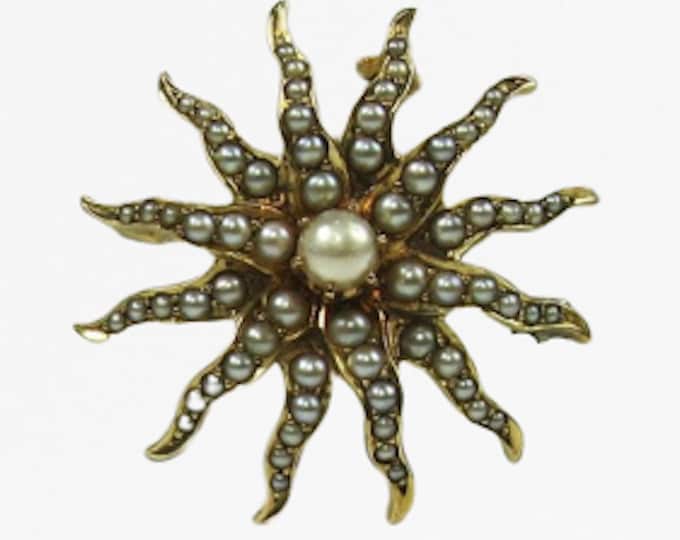 Sunburst Pin/Necklace, Antique Sunburst Pin/Necklace, Pearl Sunburst Pin/Necklace, Pearl Pin/Necklace, Antique Pearl Pin/Necklace