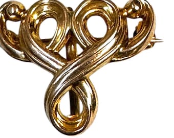 Antique Swirl Heart Watch Pin – Ornate Victorian Style Brooch
