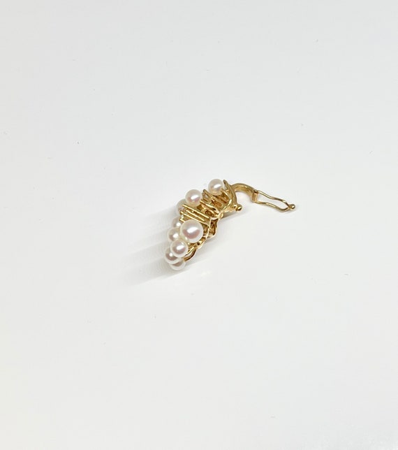 Vintage Yellow Gold Cultured Pearl and Diamond Pe… - image 4