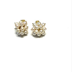 Vintage 18K Yellow Gold Cultured Pearl Clip-On Earrings