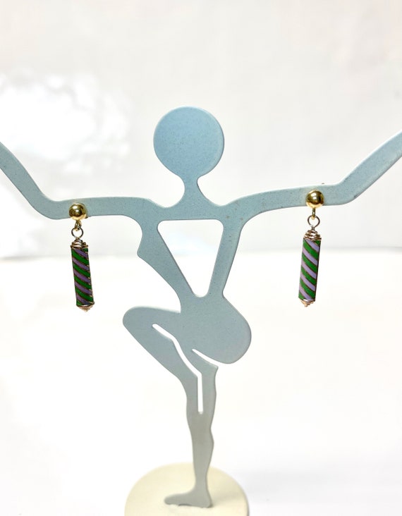 Yellow Gold Art Deco Earrings, Enamel Earrings, V… - image 8