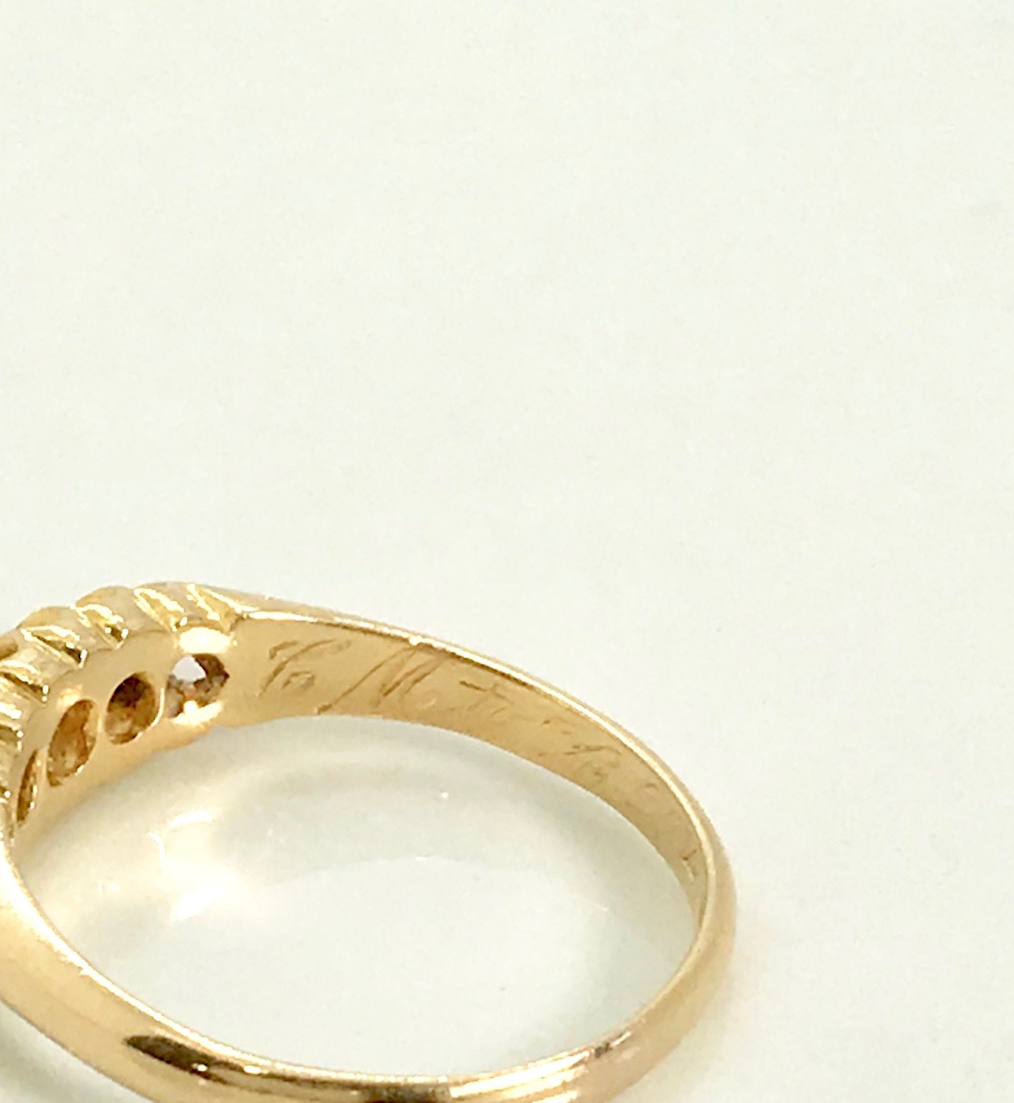 Yellow Gold  English  Diamond Band Ring  Antique English  