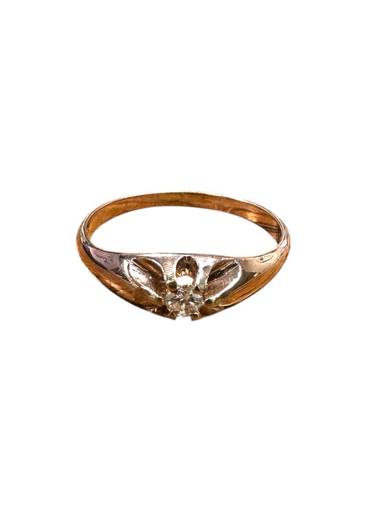 Vintage 1925 Belcher Diamond Ring: 10K Yellow Gol… - image 10