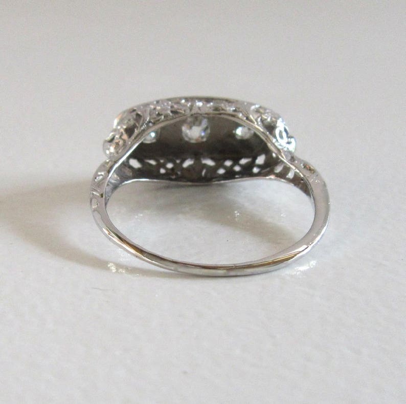 White Gold Diamond Filigree Ring, Edwardian Diamond Filigree Ring, Filigree Ring, Antique Filigree Ring, Antique Diamond Ring, Antique Ring image 3