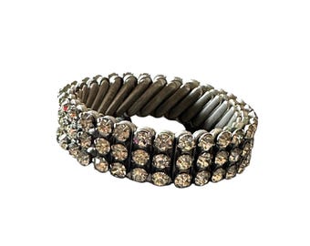 Mid-Century Rhinestone Stretch Bracelet