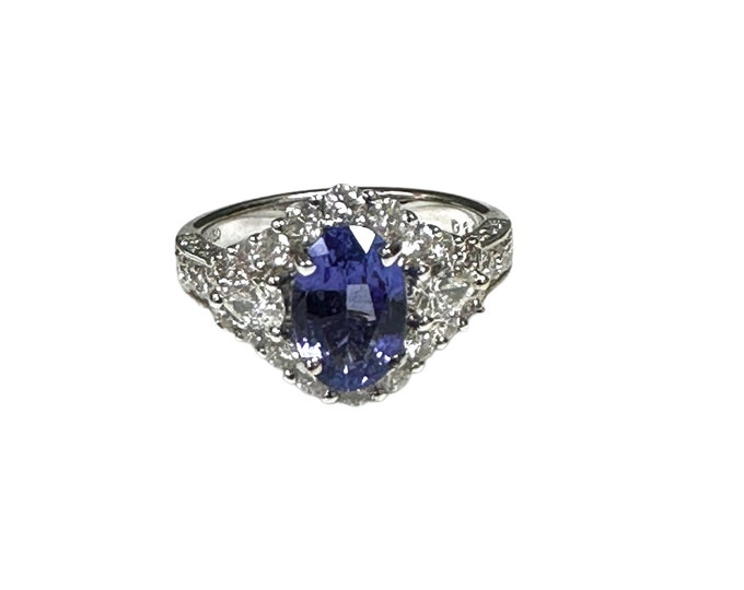 White Gold Estate Tanzanite and Diamond Cocktail Ring