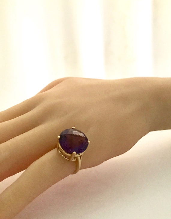 Yellow Gold Amethyst Ring, Vintage Amethyst Ring,… - image 5