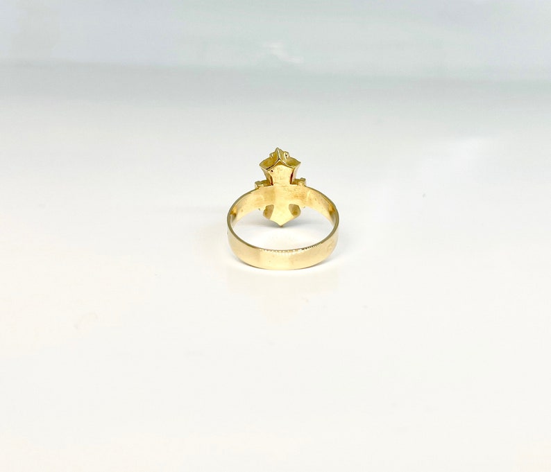 Yellow Gold Seed Pearl Ring, Victorian Style Ring, Victorian Pearl Ring, Victorian Style June Birthstone Ring image 4