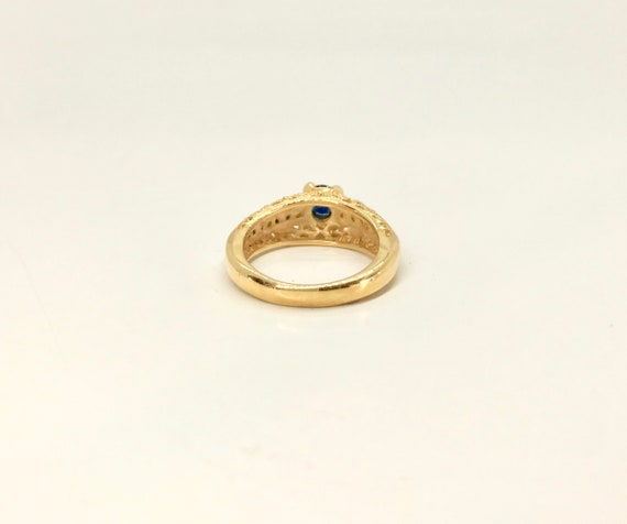 Yellow Gold Sapphire and Diamond Filigree Ring - image 4