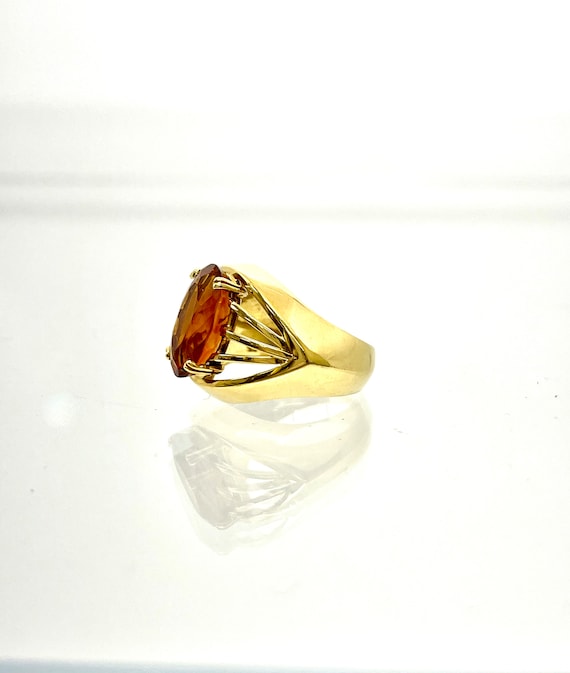 18 Karat Yellow Gold Citrine Ring, Vintage Citrin… - image 3