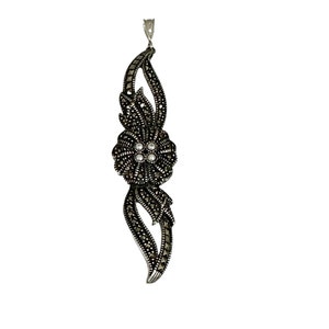 Vintage-Inspired Sterling Silver Pendant with Faux Pearl & Marcasite - Judith Jack Designer Piece
