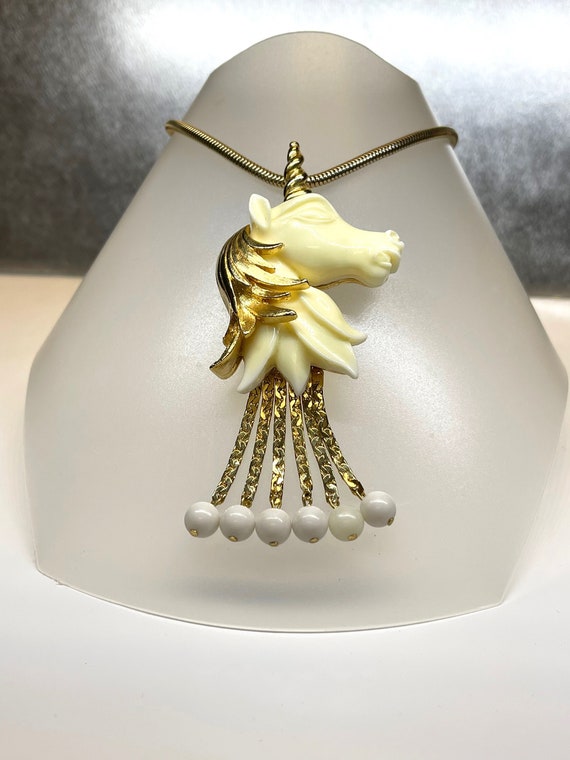 Vintage Vendome Unicorn Necklace, Unicorn Necklac… - image 1