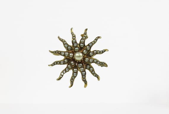Sunburst Pin/Necklace, Antique Sunburst Pin/Neckl… - image 1