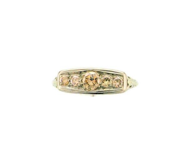Champagne Colored Diamond Filigree Ring - Edwardi… - image 2
